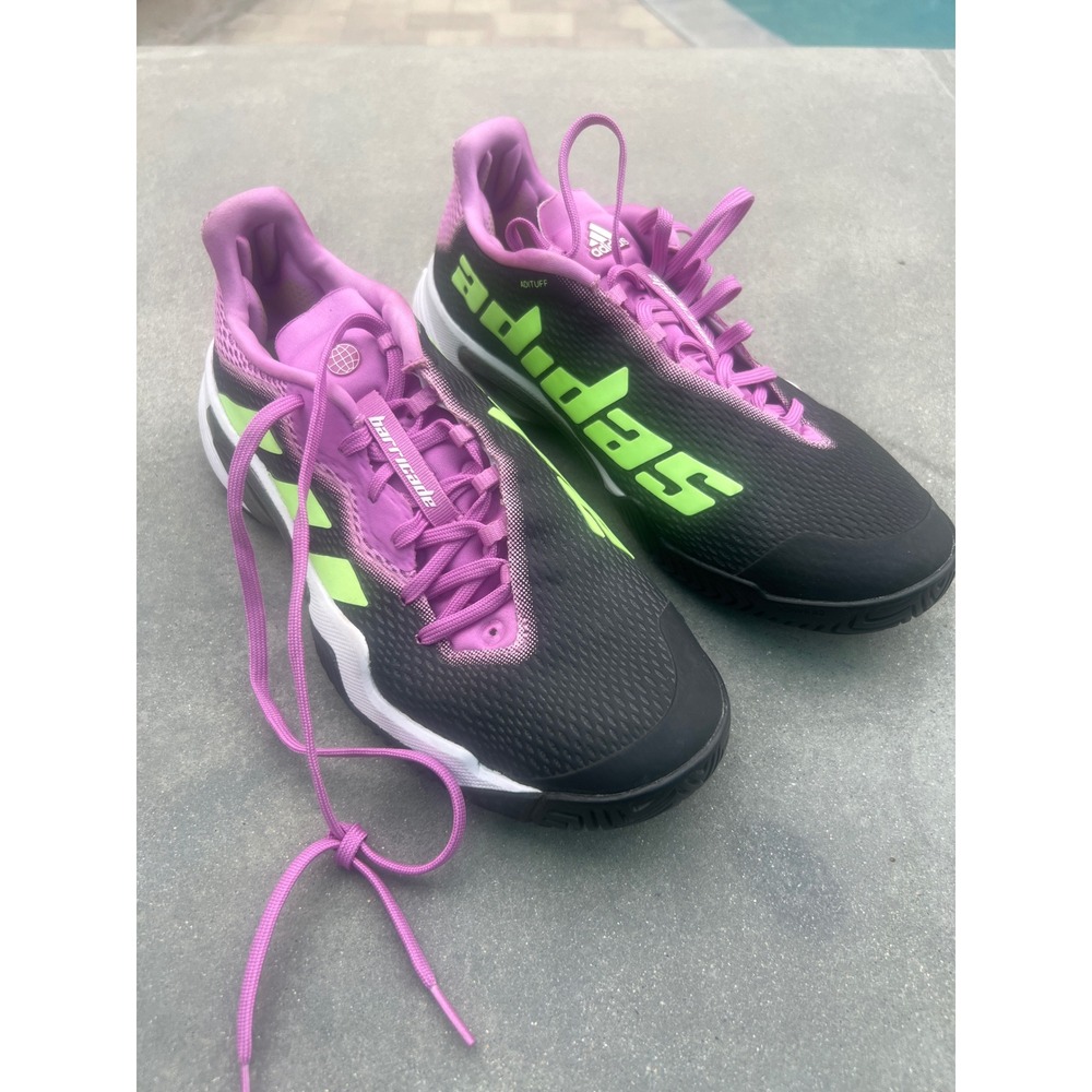 Adidas Barricade Tennis Shoes Mens 8 Black Beam Yellow Solar Pink GY1447